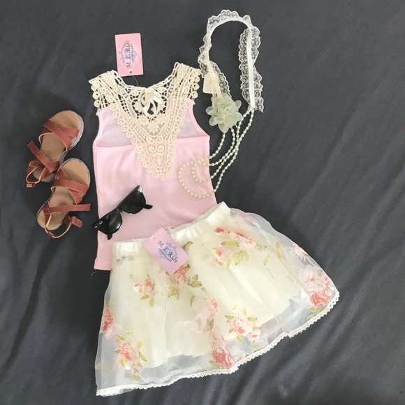 Girl's Lace Back Tank-Natural Lace - Picture 6 of 6